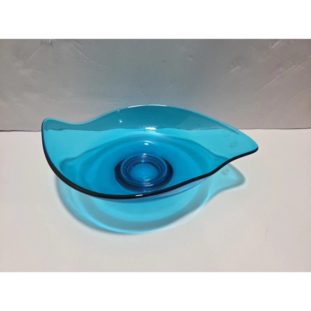 Viking Mid-Century Modern Blue Wave Glass Candy Dish